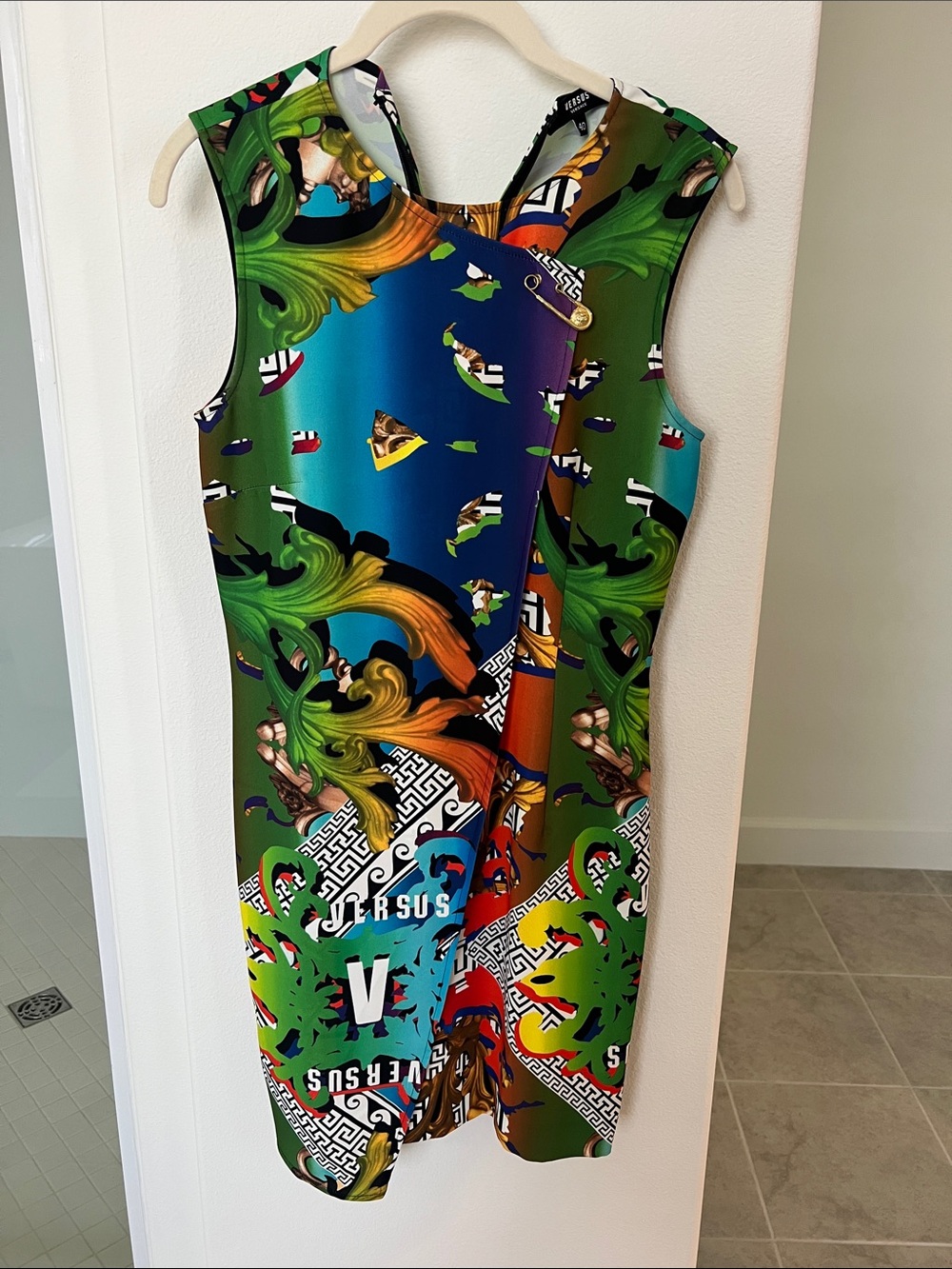 Versus Versace Rainbow Baroque Print Dress